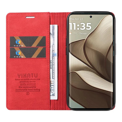 YIKATU YK-004 For Motorola Edge 50 5G Case Leather Skin-Touch Phone Cover Magnetic Auto-Absorbed