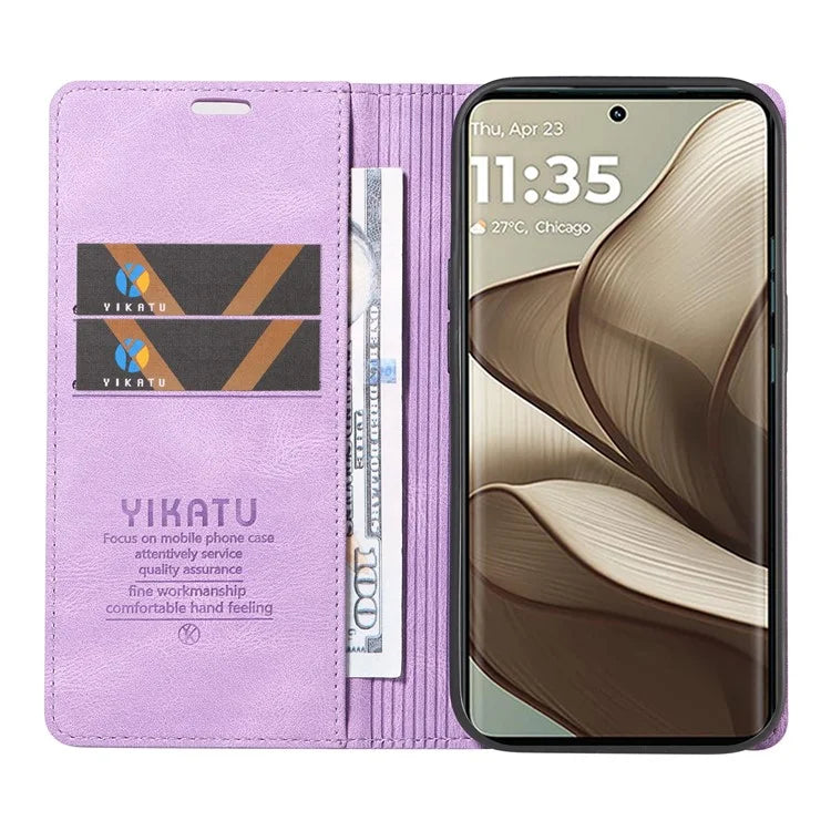 YIKATU YK-004 For Motorola Edge 50 5G Case Leather Skin-Touch Phone Cover Magnetic Auto-Absorbed