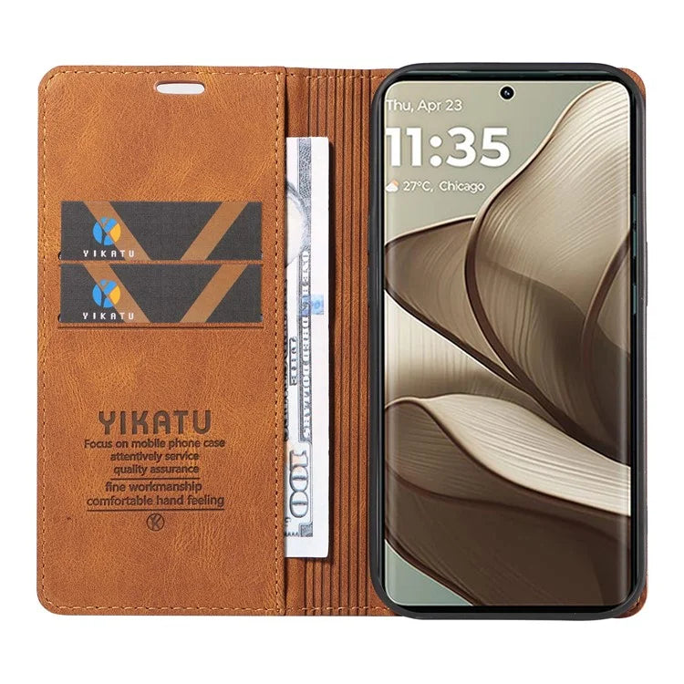 YIKATU YK-004 For Motorola Edge 50 5G Case Leather Skin-Touch Phone Cover Magnetic Auto-Absorbed
