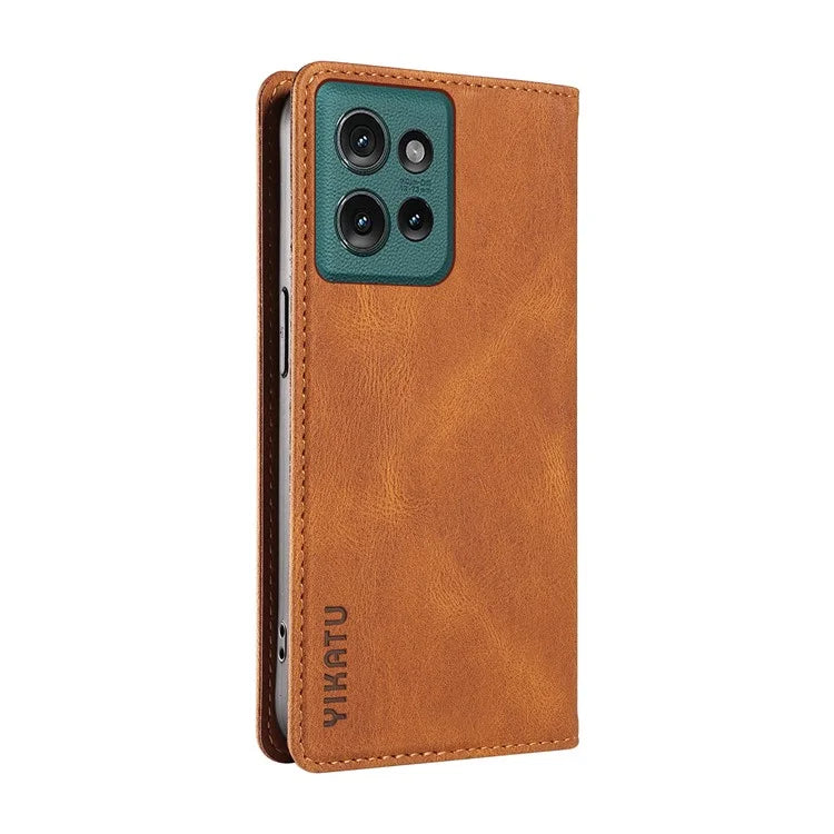 YIKATU YK-004 For Motorola Edge 50 5G Case Leather Skin-Touch Phone Cover Magnetic Auto-Absorbed