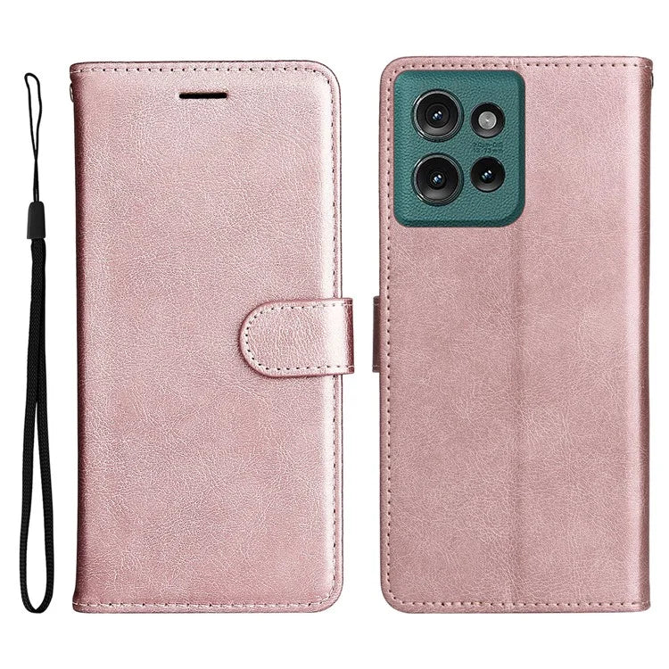 KT Leather Series-2 for Motorola Edge 50 5G Case Solid Color Leather Phone Cover Wallet Stand