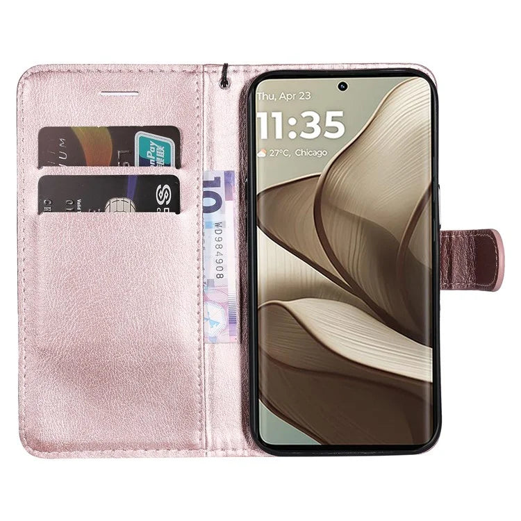 KT Leather Series-2 for Motorola Edge 50 5G Case Solid Color Leather Phone Cover Wallet Stand