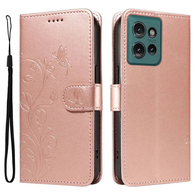 For Motorola Edge 50 5G Case Flower Pattern PU Leather Wallet Phone Cover