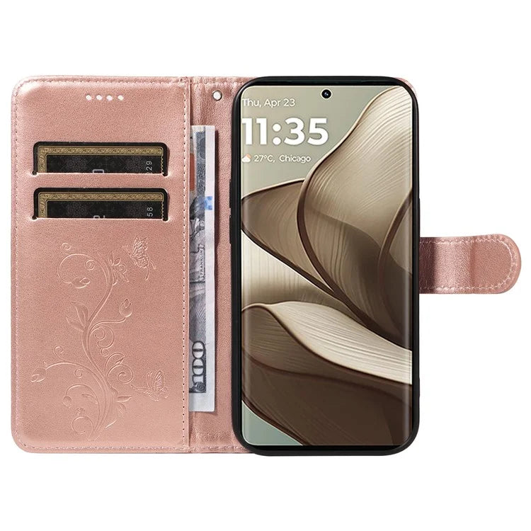 For Motorola Edge 50 5G Case Flower Pattern PU Leather Wallet Phone Cover