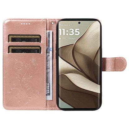 For Motorola Edge 50 5G Case Flower Pattern PU Leather Wallet Phone Cover