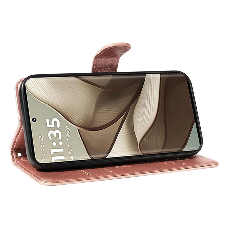 For Motorola Edge 50 5G Case Flower Pattern PU Leather Wallet Phone Cover