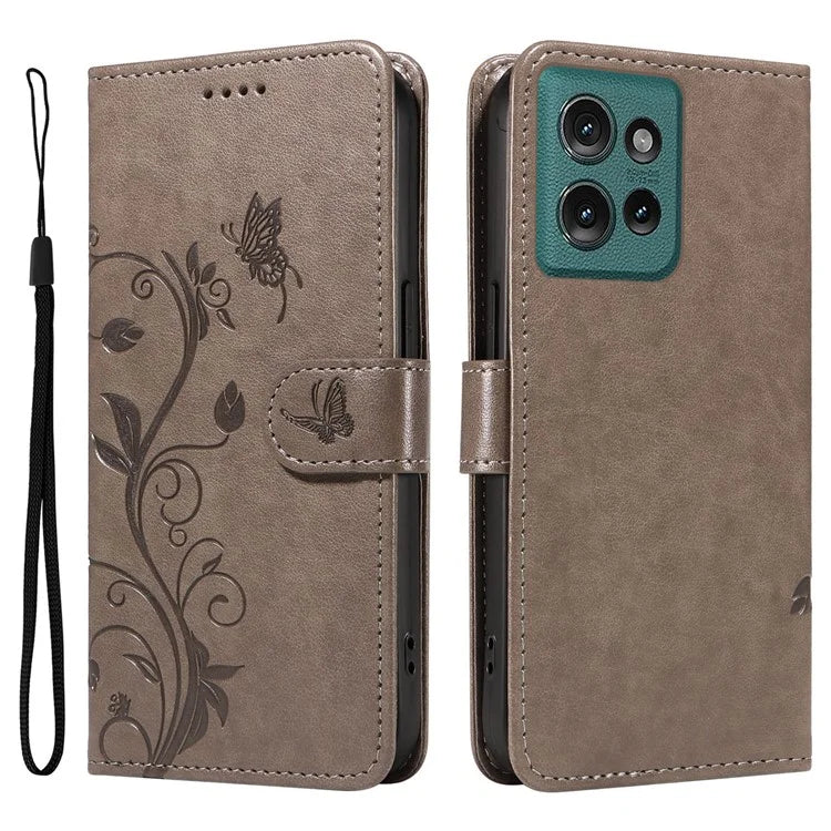 For Motorola Edge 50 5G Case Flower Pattern PU Leather Wallet Phone Cover