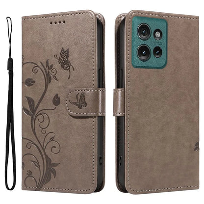 For Motorola Edge 50 5G Case Flower Pattern PU Leather Wallet Phone Cover
