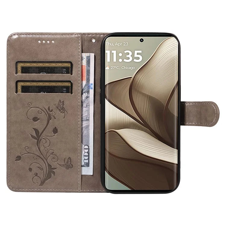 For Motorola Edge 50 5G Case Flower Pattern PU Leather Wallet Phone Cover