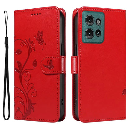 For Motorola Edge 50 5G Case Flower Pattern PU Leather Wallet Phone Cover