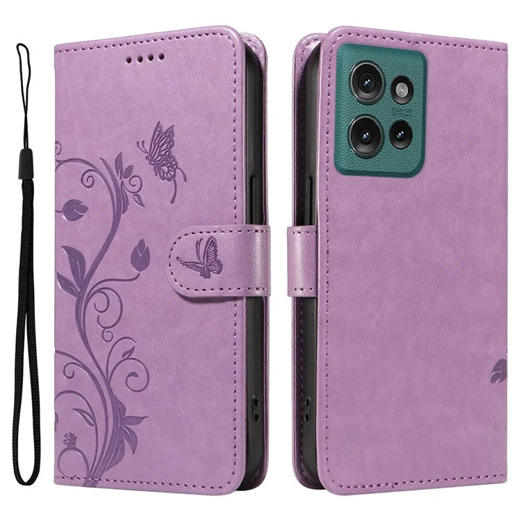 For Motorola Edge 50 5G Case Flower Pattern PU Leather Wallet Phone Cover