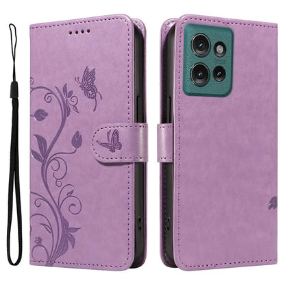 For Motorola Edge 50 5G Case Flower Pattern PU Leather Wallet Phone Cover