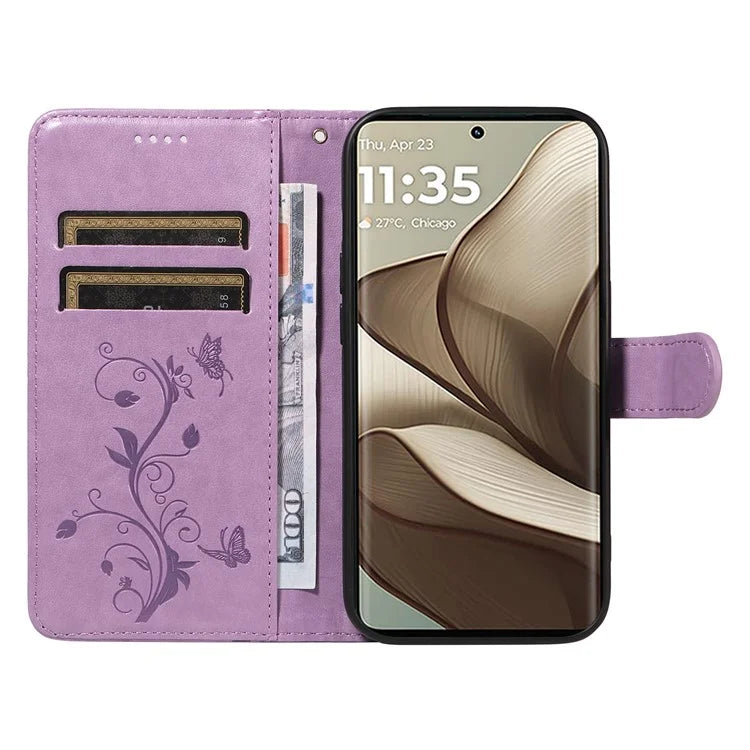 For Motorola Edge 50 5G Case Flower Pattern PU Leather Wallet Phone Cover