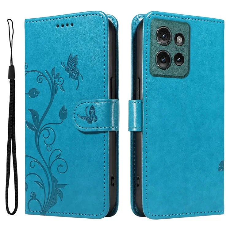 For Motorola Edge 50 5G Case Flower Pattern PU Leather Wallet Phone Cover