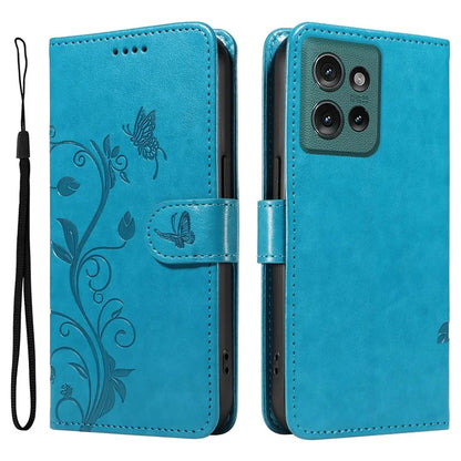 For Motorola Edge 50 5G Case Flower Pattern PU Leather Wallet Phone Cover