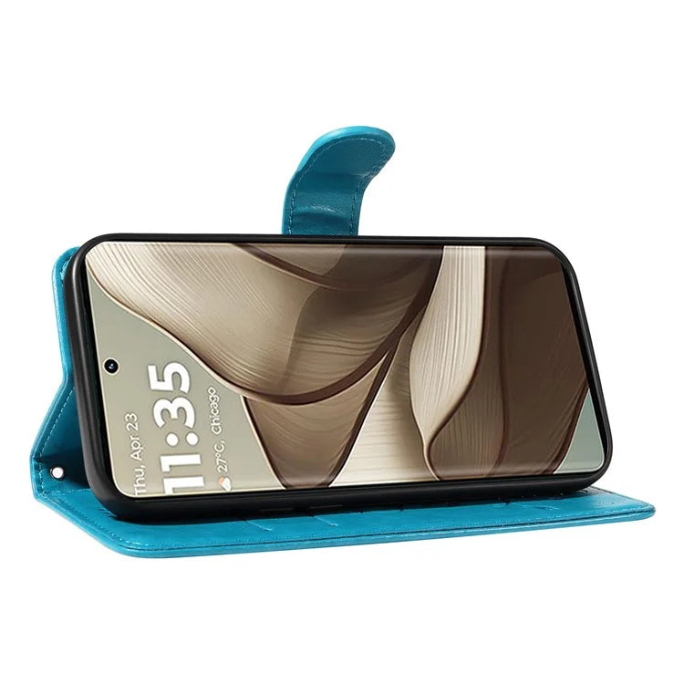 For Motorola Edge 50 5G Case Flower Pattern PU Leather Wallet Phone Cover