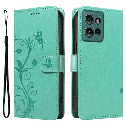 For Motorola Edge 50 5G Case Flower Pattern PU Leather Wallet Phone Cover
