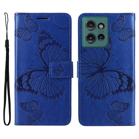 KT Imprinting Flower Series-2 For Motorola Edge 50 5G Case Butterfly Leather Phone Cover
