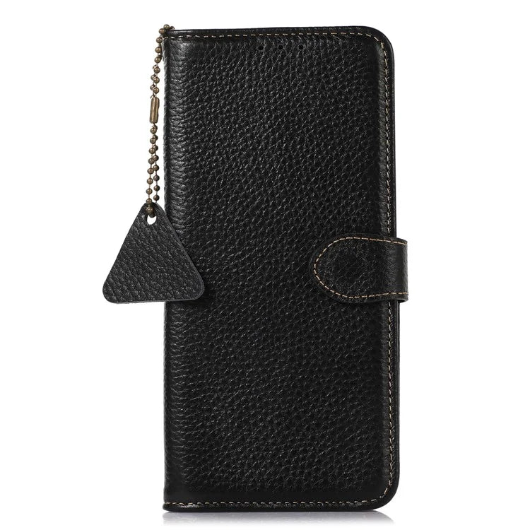 For Xiaomi Redmi 14C 4G Case RFID Blocking Litchi Texture Genuine Cow Leather Phone Cover