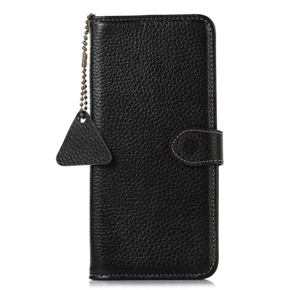 For Xiaomi Redmi 14C 4G Case RFID Blocking Litchi Texture Genuine Cow Leather Phone Cover