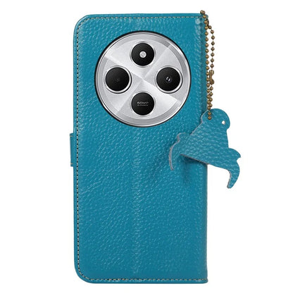 For Xiaomi Redmi 14C 4G Case RFID Blocking Litchi Texture Genuine Cow Leather Phone Cover