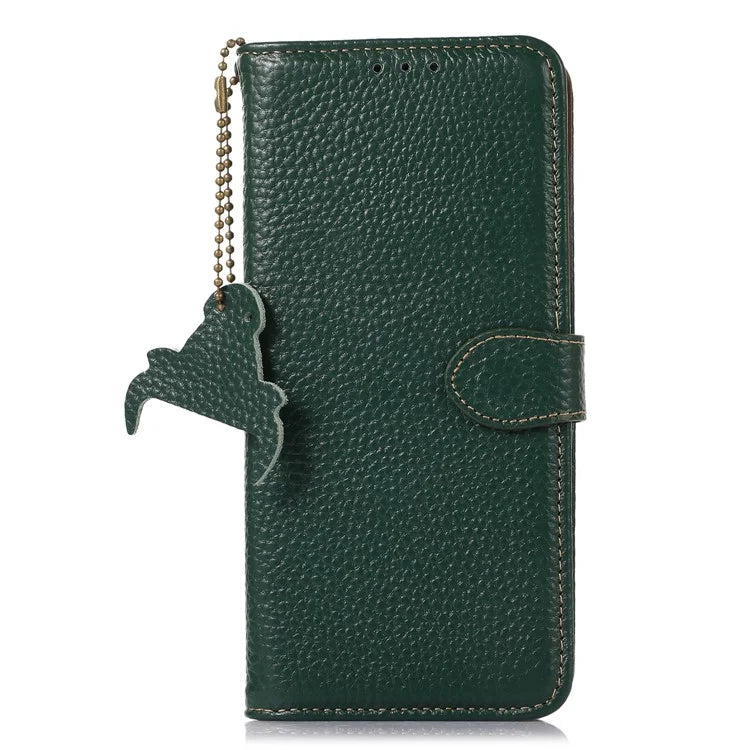 For Xiaomi Redmi 14C 4G Case RFID Blocking Litchi Texture Genuine Cow Leather Phone Cover