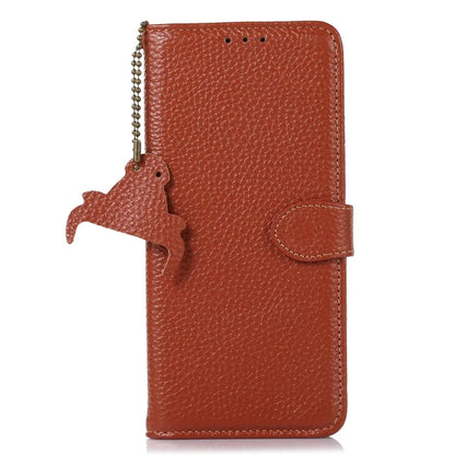 For Xiaomi Redmi 14C 4G Case RFID Blocking Litchi Texture Genuine Cow Leather Phone Cover