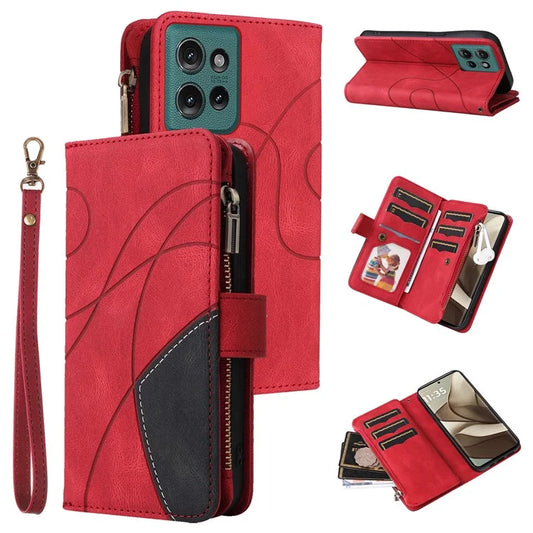 KT Multi-Function Series-5 For Motorola Edge 50 5G Case Zipper Wallet Leather Phone Cover Stand