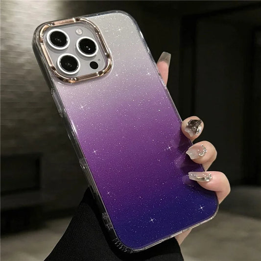 For iPhone 16 Pro Max Case IMD Gradient Glitter PC+TPU Protective Phone Cover