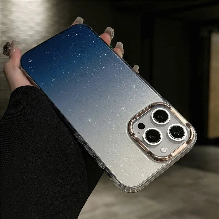 For iPhone 16 Pro Max Case IMD Gradient Glitter PC+TPU Protective Phone Cover