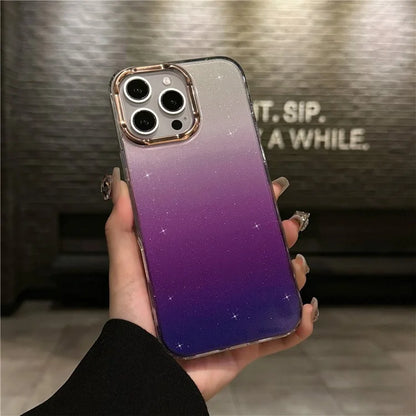 For iPhone 16 Pro Case IMD Gradient Glitter PC+TPU Protective Phone Cover
