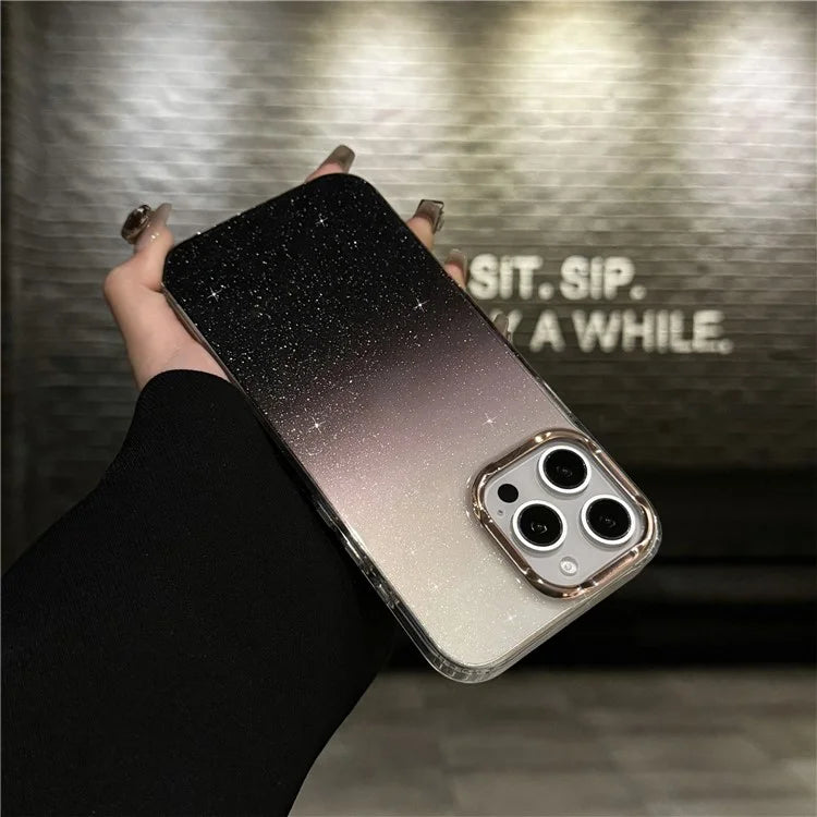 For iPhone 16 Pro Case IMD Gradient Glitter PC+TPU Protective Phone Cover