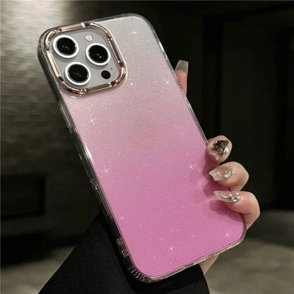 For iPhone 16 Pro Case IMD Gradient Glitter PC+TPU Protective Phone Cover