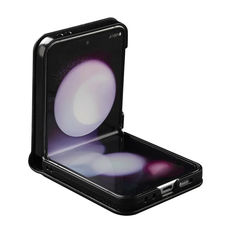 LC.IMEEKE for Samsung Galaxy Z Flip6 5G Case Leather+PC Phone Cover with Straps Card Slots