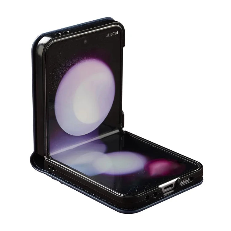 LC.IMEEKE for Samsung Galaxy Z Flip6 5G Case Leather+PC Phone Cover with Straps Card Slots