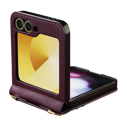 LC.IMEEKE for Samsung Galaxy Z Flip6 5G Case Leather+PC Phone Cover with Straps Card Slots