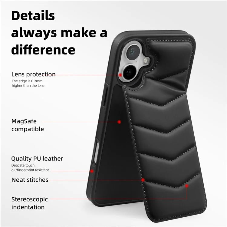 For iPhone 16 Case Compatible with MagSafe RFID Blocking Card Slot Leather Back Cover