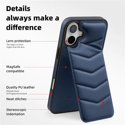 For iPhone 16 Case Compatible with MagSafe RFID Blocking Card Slot Leather Back Cover