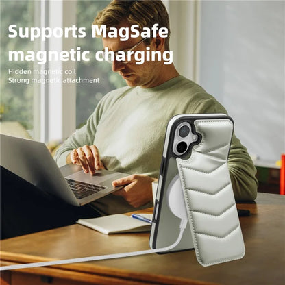 For iPhone 16 Case Compatible with MagSafe RFID Blocking Card Slot Leather Back Cover
