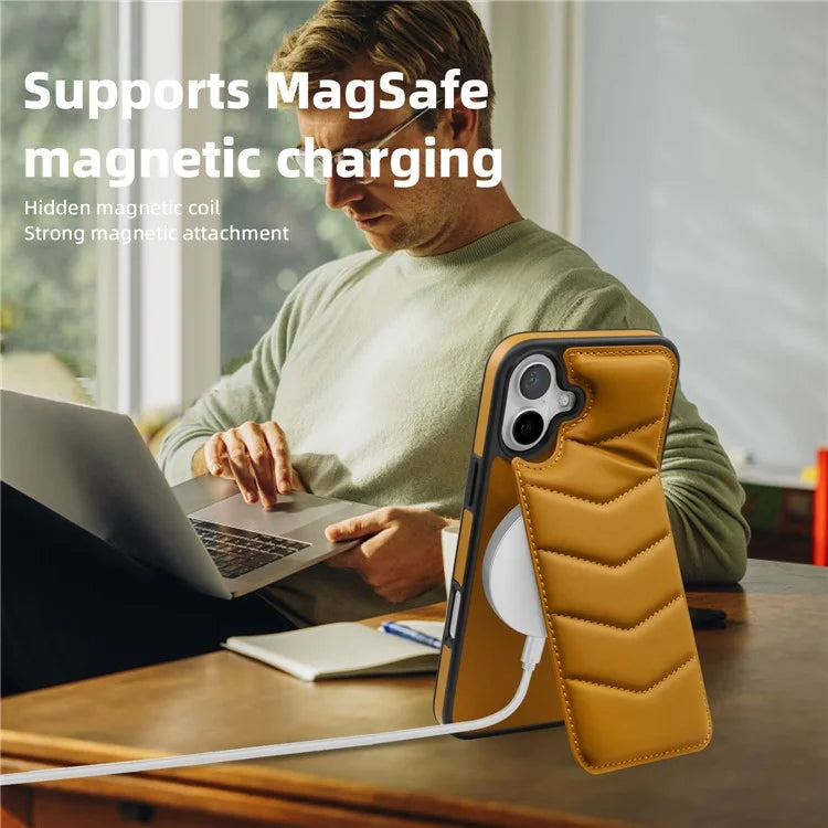 For iPhone 16 Plus Case Compatible with MagSafe RFID Blocking Card Slot Leather Back Cover