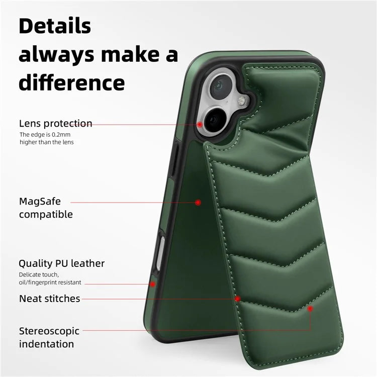 For iPhone 16 Plus Case Compatible with MagSafe RFID Blocking Card Slot Leather Back Cover