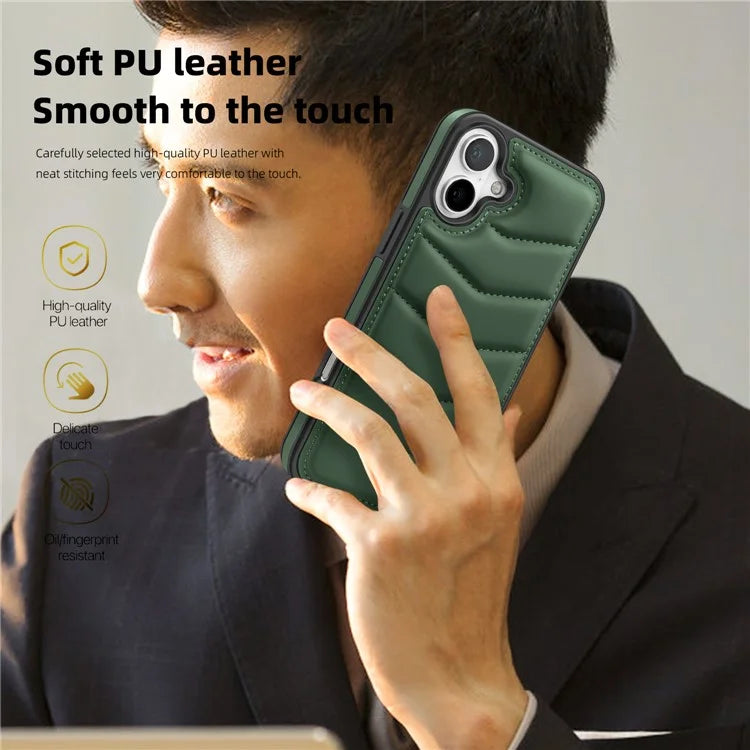 For iPhone 16 Plus Case Compatible with MagSafe RFID Blocking Card Slot Leather Back Cover