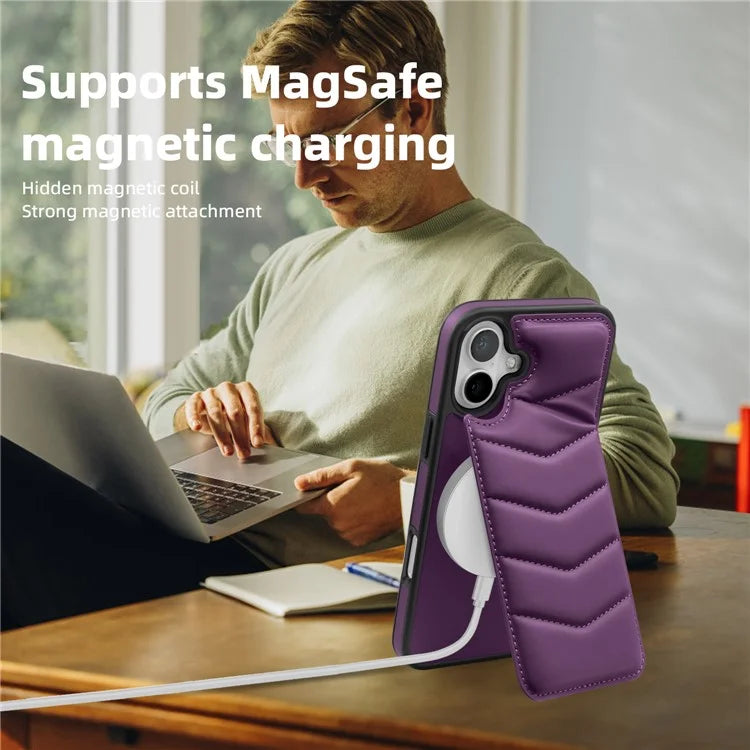 For iPhone 16 Plus Case Compatible with MagSafe RFID Blocking Card Slot Leather Back Cover