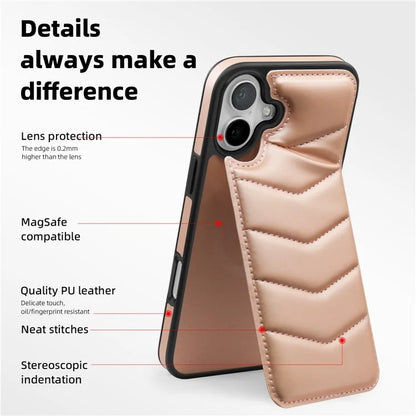 For iPhone 16 Plus Case Compatible with MagSafe RFID Blocking Card Slot Leather Back Cover