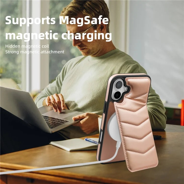 For iPhone 16 Plus Case Compatible with MagSafe RFID Blocking Card Slot Leather Back Cover