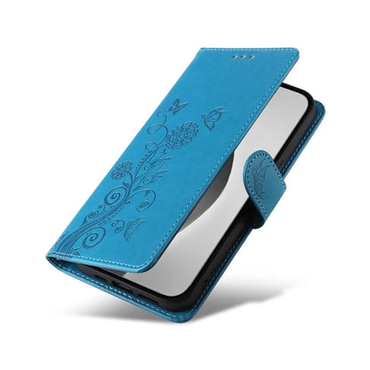 For iPhone 16 Pro Max Leather Case Butterfly Floral Imprint Wallet Stand Cover