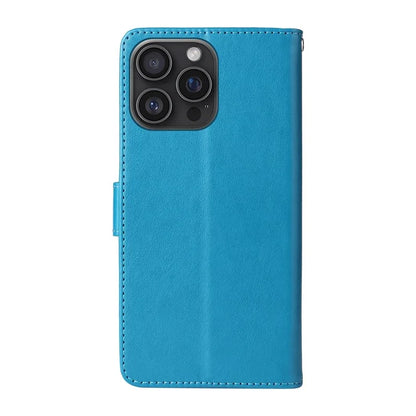 For iPhone 16 Pro Max Leather Case Butterfly Floral Imprint Wallet Stand Cover