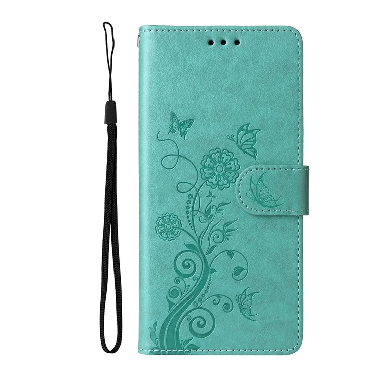 For iPhone 16 Pro Max Leather Case Butterfly Floral Imprint Wallet Stand Cover
