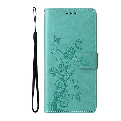 For iPhone 16 Pro Max Leather Case Butterfly Floral Imprint Wallet Stand Cover