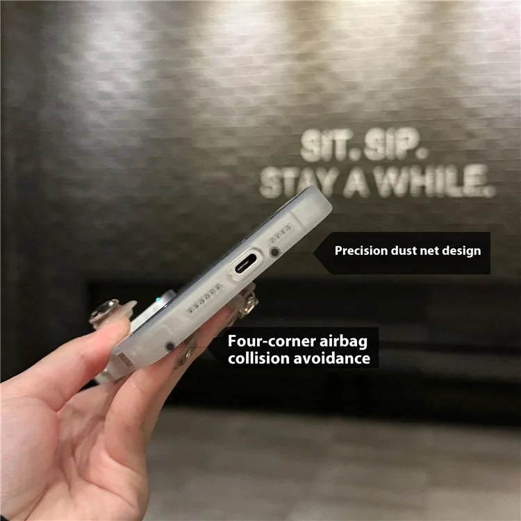 For iPhone 16 Pro Max Case IMD Rhombus Sparkling PC+TPU Phone Cover